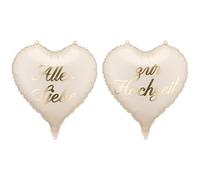 Lot de 2 ballons en aluminium en forme de cœur 35 x 35 cm - Ballon à l'hélium ou à air - Ballons beiges avec inscription dorée - Décoration de mariage pour couple de mariés - Beige doré