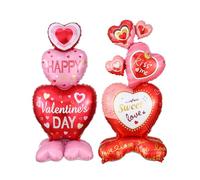 Lot de 2 ballons en aluminium en forme de cœur debout pour la Saint Valentin et inscription « Happy Valentine's Day » et « Sweet Love » pour demande en mariage, anniversaire de mariage, décorations de