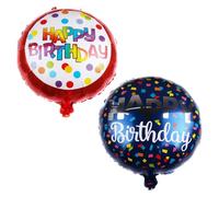 Lot de 2 ballons en aluminium Happy Birthday, décoration d'anniversaire, slogan d'anniversaire, ballons ronds pour décoration de fête d'anniversaire surprise