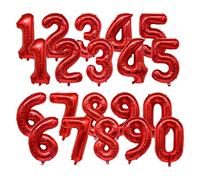 Lot de 2 ballons en aluminium mylar métallique en forme de chiffre de 0 à 9 pour remise de diplôme, Nouvel An, décoration de fête d'anniversaire - 40,6 cm - Rouge
