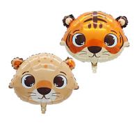 Lot de 2 ballons en forme de tête de guépard avec motif tigre | Pour garçons et filles Tigre Guépard Safari Zoo Wild One Jungle Animal Thème Anniversaire Fête prénatale Anniversaire