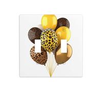 Lot de 2 ballons léopard dorés et jaunes - Plaque murale - Taille standard - 11,4 x 11,4 cm