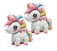 Lot de 2 ballons licorne mats - Licorne mignonne debout pour anniversaire d'enfant, fête prénatale, décorations de fête, fournitures de fête sur le thème de la licorne pour filles et garçons