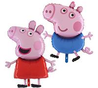 Lot de 2 ballons Peppa Pig et Schorsch - Pour décoration d'anniversaire à l'hélium - Décoration d'anniversaire