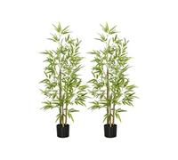 HomCom Lot de 2 plantes artificielles bambou – 120 cm avec pot, très réalistes