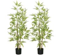 HomCom Lot de 2 plantes artificielles bambou – 120 cm avec pot, très réalistes