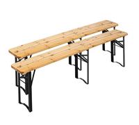 Lot de 2 bancs brasserie en bois pliants 218 cm - Oviala
