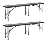 Lot de 2 Bancs de Jardin Pliables Chaises Sièges Terrasse Patio PEHD Noir vidaXL
