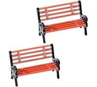 Lot de 2 bancs de parc miniatures - Sièges de jardin marron à l'échelle 1:12 avec détails réalistes, petits bancs de parc pour maison de poupée et accessoires de jardin féérique, plate-forme de train