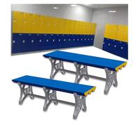 Lot de 2 bancs de piscine imperméables en plastique ABS durable pour salle de sport, hôtel, salle de bain et école, dimensions 150 x 40 x 45 cm, bleu foncé