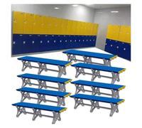 Lot de 2 bancs de piscine imperméables en plastique ABS durable pour salle de sport, hôtel, salle de bain et école, dimensions 150 x 40 x 45 cm, bleu foncé
