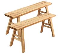 Lot de 2 bancs de salle à manger en bois de pin massif naturel pour intérieur/extérieur - Résistants aux intempéries, parfaits pour salon, terrasse, porche, parc (beige, 150 x 20 x 47 cm)
