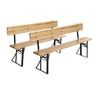 Lot de 2 bancs en bois pliants brasserie avec dossier - Oviala