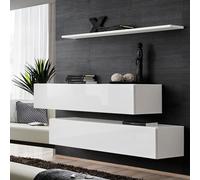 Lot de 2 Bancs Muraux & Étagère "Switch SBII" 130cm Blanc