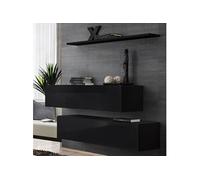 Lot de 2 Bancs Muraux & Étagère "Switch SBII" 130cm Noir