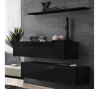 Lot de 2 Bancs Muraux & Étagère "Switch SBII" 130cm Noir