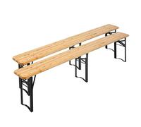 Lot de 2 bancs pliants brasserie en bois 180 cm - Oviala