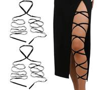 Lot de 2 bandages élastiques pour jambes sexy pour femme - Accessoires de costume, noir, taille unique