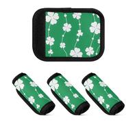 Lot de 2 bandages pour poignée de bagage - Pour la Saint-Patrick - Motif trèfle blanc - Souple et robuste - Pour sac d'épicerie