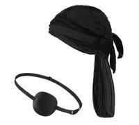 Lot de 2 Bandana et Cache-½il de Pirate Accessoire pour Costume de Pirate Renaissance Médiéval Chapeau de Pirates Vintage Vieilli avec Ruban Couvre-Chef d'Halloween Adulte pour Carnaval Cosplay Fête