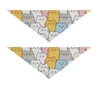 Lot de 2 bandanas amusants avec visages de chat pour chien, chiot, anniversaire, vacances, bandana pour animal domestique, collier bandana pour chat, chaton, taille L