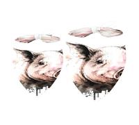 Lot de 2 bandanas aquarelle pour chien - Motif cochon sale - Accessoires pour chiens de petite, moyenne et grande taille