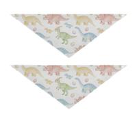 Lot de 2 bandanas blancs mignons dinosaures pour chiot, anniversaire, vacances, bandana pour animaux domestiques, chats, chatons, colliers bandana L