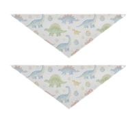 Lot de 2 bandanas blancs mignons en forme de dinosaure pour chiot, anniversaire, vacances, bandana pour animaux domestiques, chats, chatons, colliers bandana L