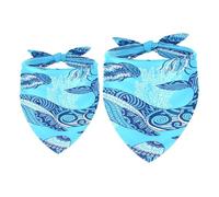 Lot de 2 bandanas bleus pour chien, baleine, tortue, méduse, hippocampe, fille et garçon, écharpe pour chiens de petite, moyenne et grande taille