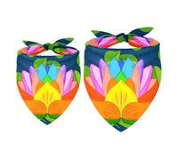 Lot de 2 bandanas colorés lotus et feuilles pour fille et garçon - Accessoires pour chiens de petite, moyenne et grande taille