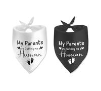 Lot de 2 bandanas d'annonce de grossesse My Parents are Getting Me a Human Dog - Bandana de grossesse pour chien - Accessoires pour animaux de compagnie pour les amoureux des chiens - Idées de
