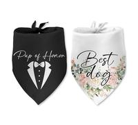 Lot de 2 bandanas de fiançailles cool pour chien Pup of Honor - Cadeaux de fête de mariage - Décorations de mariage, annonce de mariage, accessoire photo pour animaux de compagnie - Accessoires pour