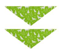 Lot de 2 bandanas de Noël Golden Retriever pour chien, anniversaire, vacances, bandana pour animal domestique, chat, chaton, vert, taille L
