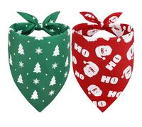Lot de 2 Bandanas de Noël pour Chien - Bandanas de Noël - Triangle réglable - avec Père Noël - Costume de Noël pour Chien (Extra Large, Vert et Rouge)