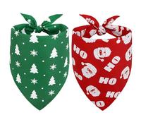 Lot de 2 Bandanas de Noël pour Chien - Bandanas de Noël - Triangle réglable - avec Père Noël - Costume de Noël pour Chien - Petit, Vert et Rouge