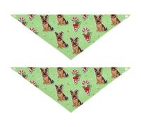 Lot de 2 bandanas de Noël pour chien de berger - Bandana d'anniversaire pour petit et grand chat - Taille M - Vert