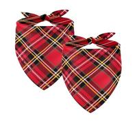 Lot de 2 bandanas de Noël pour chien Motif écossais Rouge