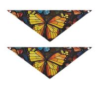 Lot de 2 bandanas de toilettage pour chiens et chats - Forme unique - Réglable - Motif chouette - Style cirque