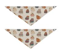 Lot de 2 bandanas de toilettage rustiques style simple bohème Capybara pour chien et chat - Unisexe