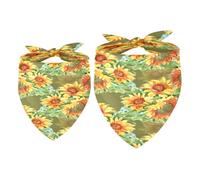 Lot de 2 bandanas d'été pour chien Motif tournesols Jaune Pour fille et garçon de petite, moyenne et grande taille