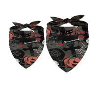 Lot de 2 bandanas d'Halloween pour chien, tête de mort, citrouille, chat noir, pour tombe fille et garçon, écharpe, foulard, accessoires pour chiens de petite, moyenne et grande taille