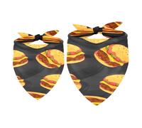 Lot de 2 bandanas hamburger avec galette de bœuf et ketchup pour fille et garçon, écharpe, foulard, accessoires pour chiens de petite, moyenne et grande taille