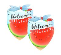 Lot de 2 bandanas Hello Summer Beach Pastèque pour animal domestique Foulard Chats Chiens Bavoirs Bandana