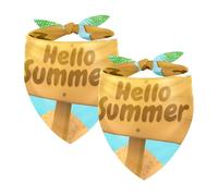 Lot de 2 bandanas Hello Summer Beach pour animal domestique, foulards, chats, chiens