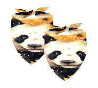 Lot de 2 bandanas lavables pour chien, écharpes triangulaires pour animaux de compagnie, accessoires pour petites, moyennes et grandes, filles, garçons, chiots, chats, panda avec tournesols