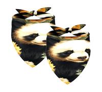 Lot de 2 bandanas lavables pour chien, écharpes triangulaires pour animaux de compagnie, accessoires pour petites, moyennes et grandes, filles, garçons, chiots, chats, panda avec tournesols