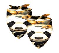 Lot de 2 bandanas lavables pour chien, écharpes triangulaires pour animaux de compagnie, accessoires pour petites, moyennes et grandes, filles, garçons, chiots, chats, panda avec tournesols