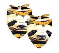 Lot de 2 bandanas lavables pour chien, écharpes triangulaires pour animaux de compagnie, accessoires pour petites, moyennes et grandes, filles, garçons, chiots, chats, panda avec tournesols