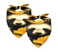 Lot de 2 bandanas lavables pour chien, écharpes triangulaires pour animaux de compagnie, accessoires pour petites, moyennes et grandes, filles, garçons, chiots, chats, panda avec tournesols