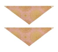 Lot de 2 bandanas mandala pour chien, chiot, anniversaire, vacances, bandana, accessoires pour animaux domestiques, collier bandana pour chat, chaton, taille L, doré et rose